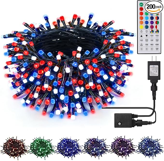 HOME LIGHTING 66ft Christmas Decorative Mini Lights, 200 LED RGB Changing 8 by LJLNION