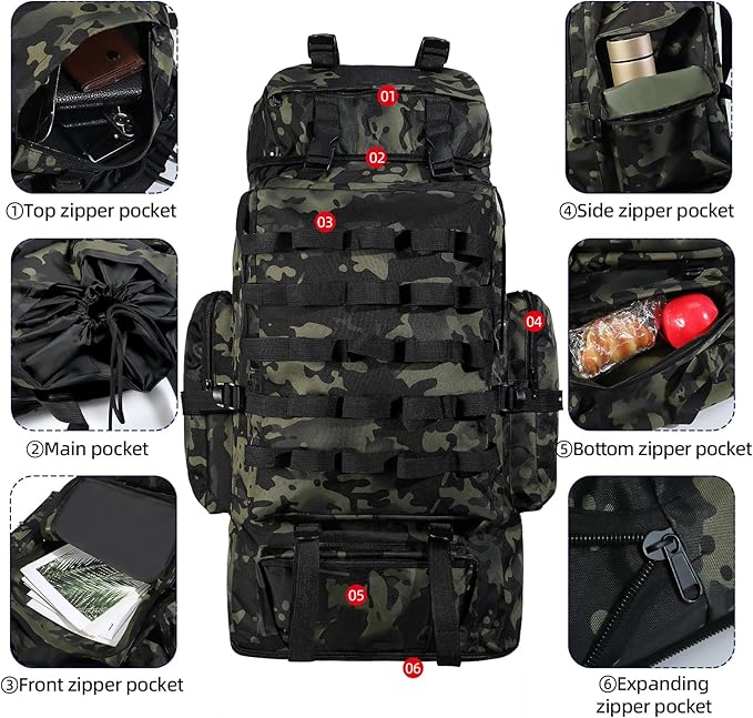 70L/100L Camping Hiking Backpack - Image 3