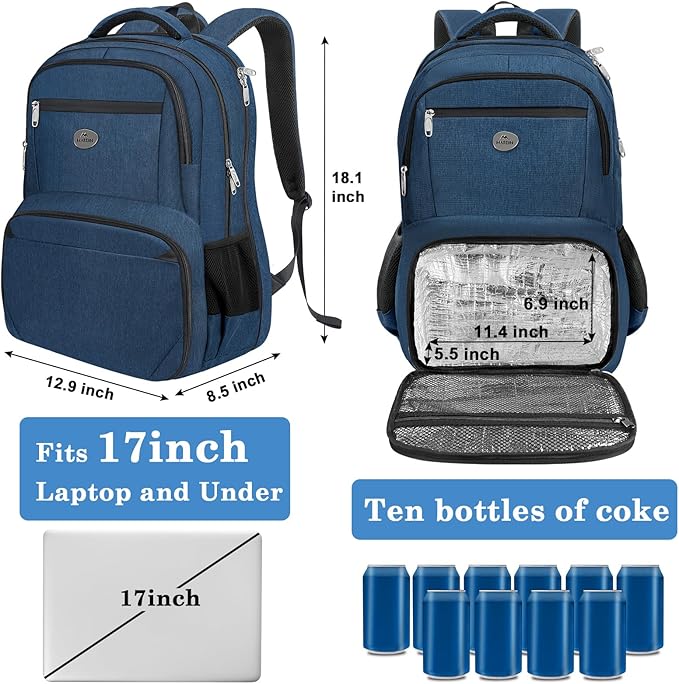 MATEIN Lunch Backpack for Men, 17 Inch Travel Laptop Backpack - Image 4
