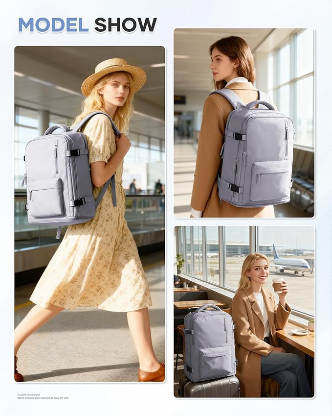 WONHOX Large Travel Backpack Carry on Flight Approved Laptop Work Business - Image 8