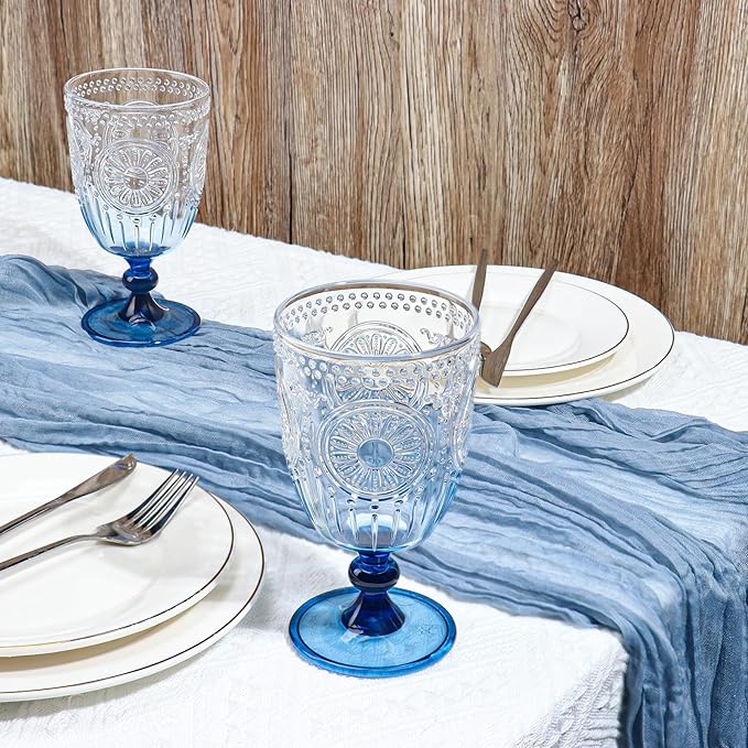 XUWAIDSGN 6Pcs Plastic Vintage Wine Glasses 13.5oz Reusable Embossed Goblet - Image 5