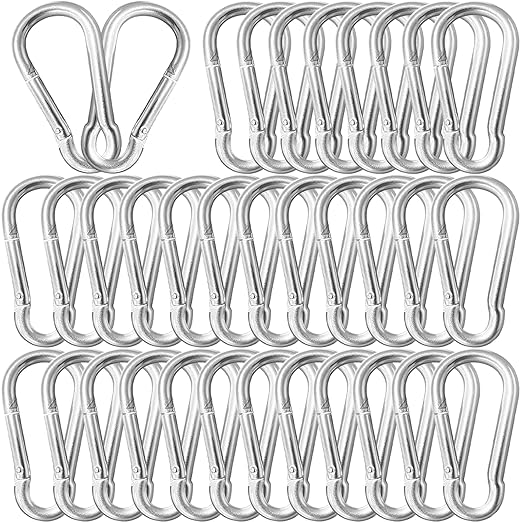 30 Pack 3" Heavy Duty Carabiner Clips, M8 Sliver Galvanized Steel Spring Snap by SEUNGCH