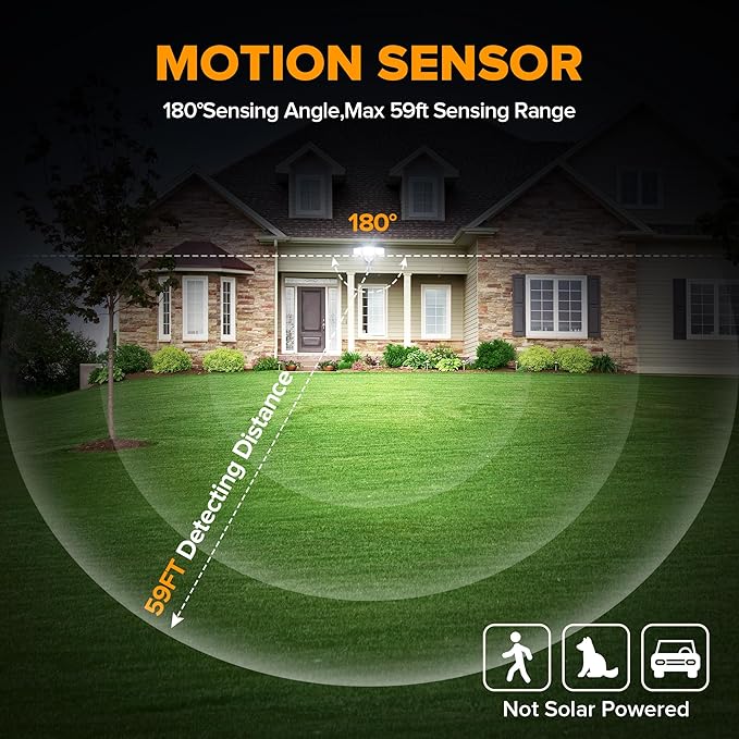 LUTEC 74W 8000 Lumen Motion Sensor Outdoor Lights, 5000K Daylight, IP65 - Image 3