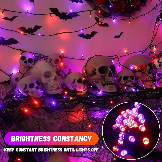 300LED 93 Ft Orange & Purple Halloween Lights 8 Modes Halloween Light Mini - Image 3