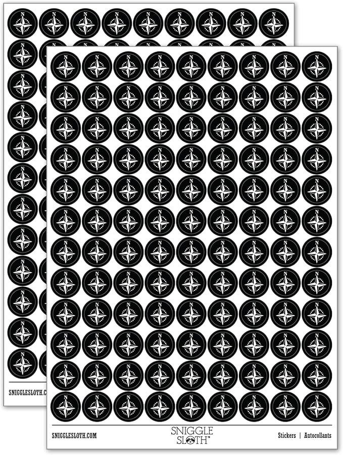 Compass Rose Nautical Star Navigation Map 200+ Round Stickers by Sniggle+Sloth