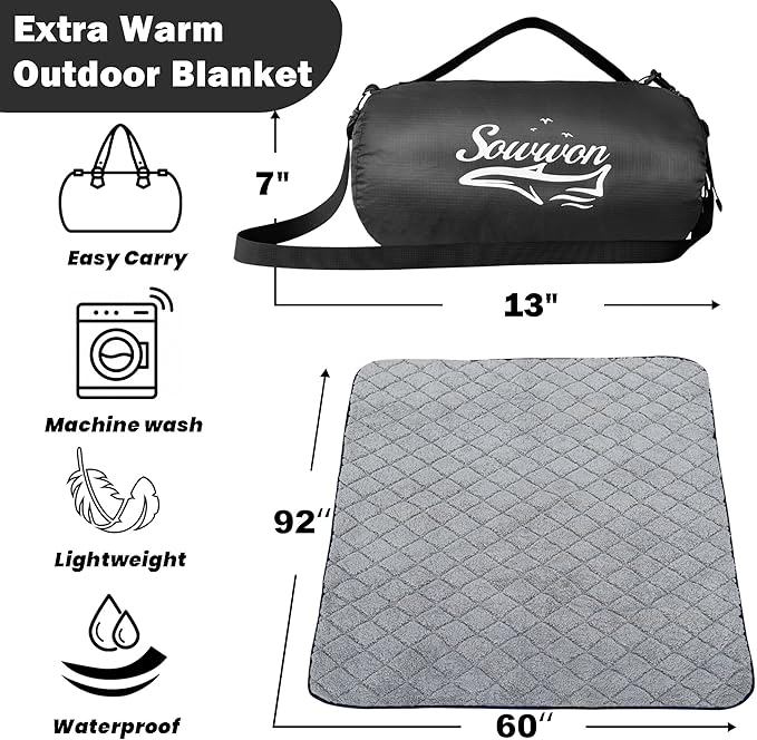 Waterproof Outdoor Blanket 92”X 60” Packable, Stadium Blankets - Image 2