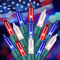 Red White Blue Mini Christmas Lights, 13ft Waterproof Lights by Brightown