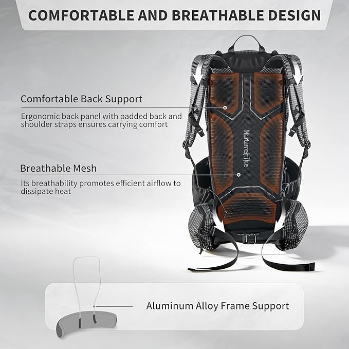 Naturehike 45L Rock 2.0 Upgraded Internal Frame Hiking Backpack - Image 2
