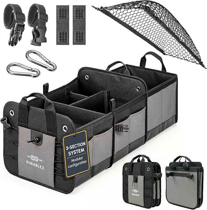3-Section Modular Trunk Organizer XL – Car Storage by DURABLEZ