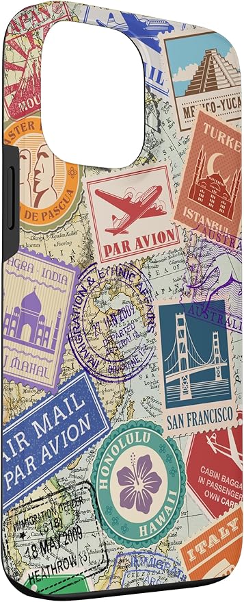 World Map Travel Passport Stamps Postage Stamp Case - Image 3