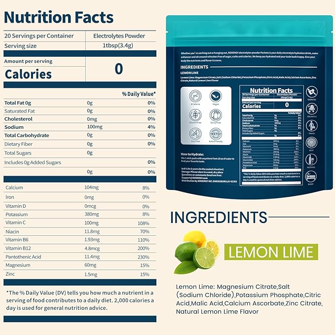 Electrolytes Powder Packets Sugar Free Hydration Packets, Liquid Daily IV - Image 2