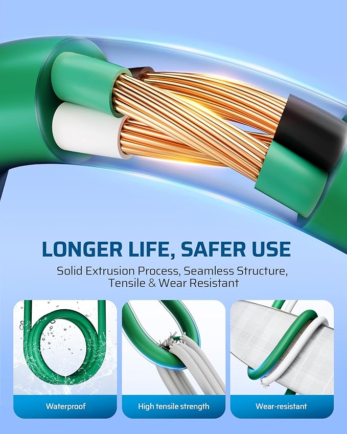 DEWENWILS 6FT Outdoor Extension Cord, Weatherproof 16/3 SJTW Power Cable - Image 4