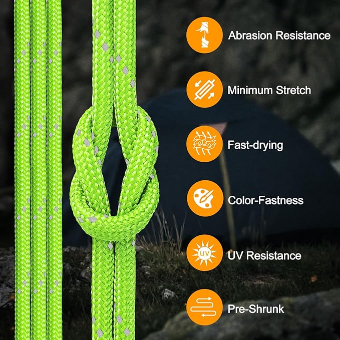 Reflective Paracord Rope 850Ib, 50/100/200/500/1000ft 4MM 11 Strand Parachute - Image 3
