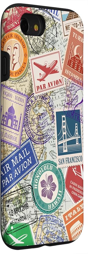 World Map Travel Passport Stamps Postage Stamp Case - Image 3