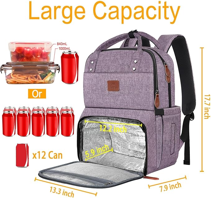 MATEIN Womens Backpack with Lunch Compartment, Fits 17 Inch Laptop Backpack - Image 3