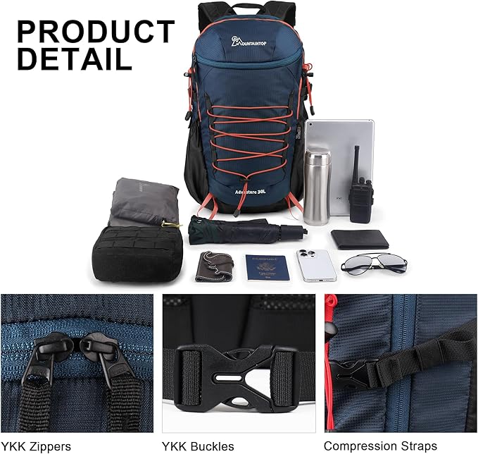 MOUNTAINTOP Hiking Backpack, 25/30L Camping Backpack, Men Women Hiking Daypack - Image 3