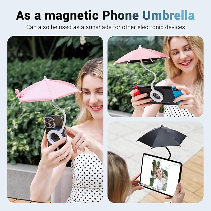 Dual Magnetic Phone Umbrella for Sun, Magnetic Cellphone Sunshade Shield - Image 8