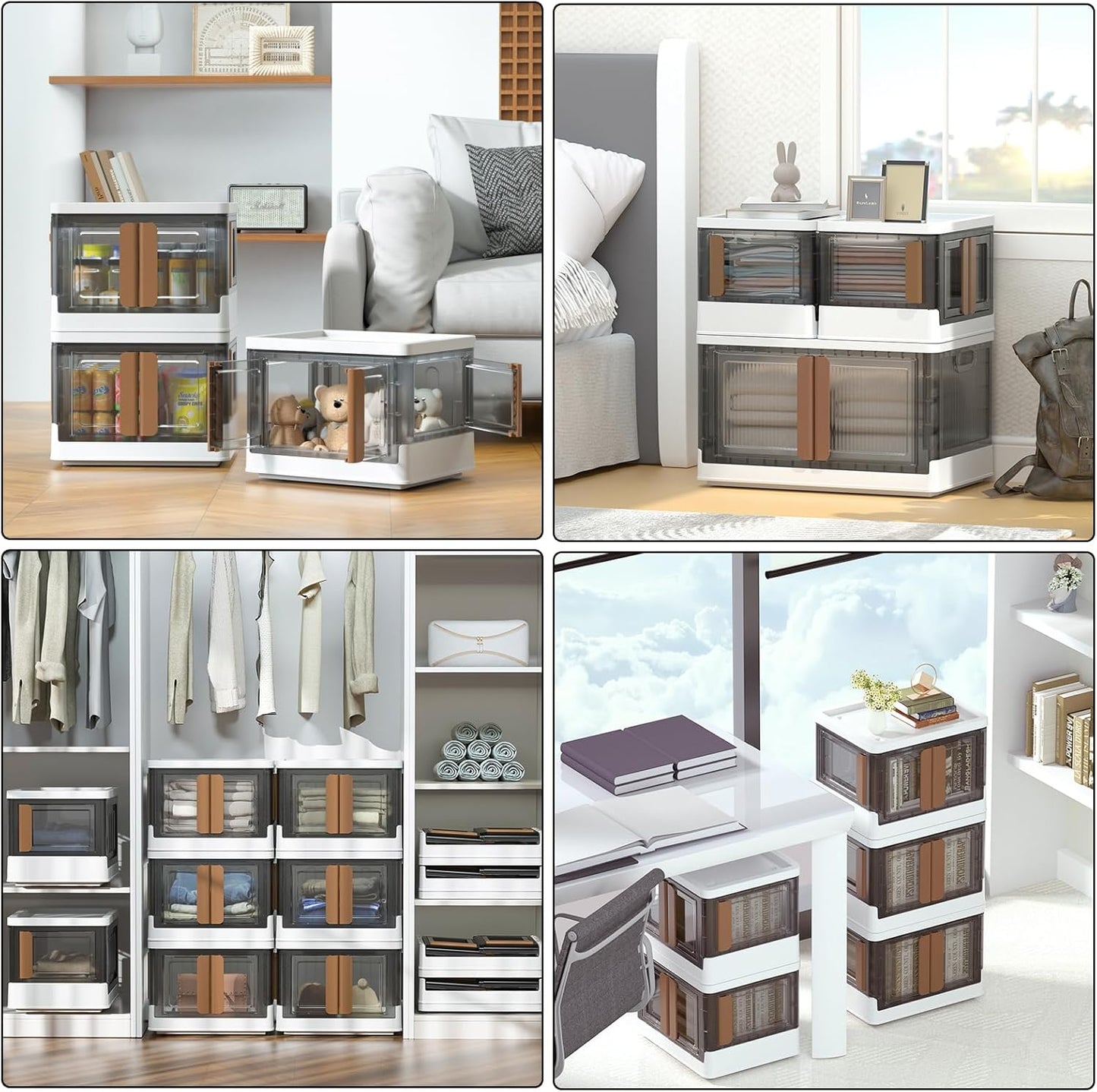 HAIXIN Cube Storage Bins with Lids, organization and storage with 4 Doors, Stackable Storage Containers, 6.86 Gal Collapsible Closet Organizer, 1 Pack