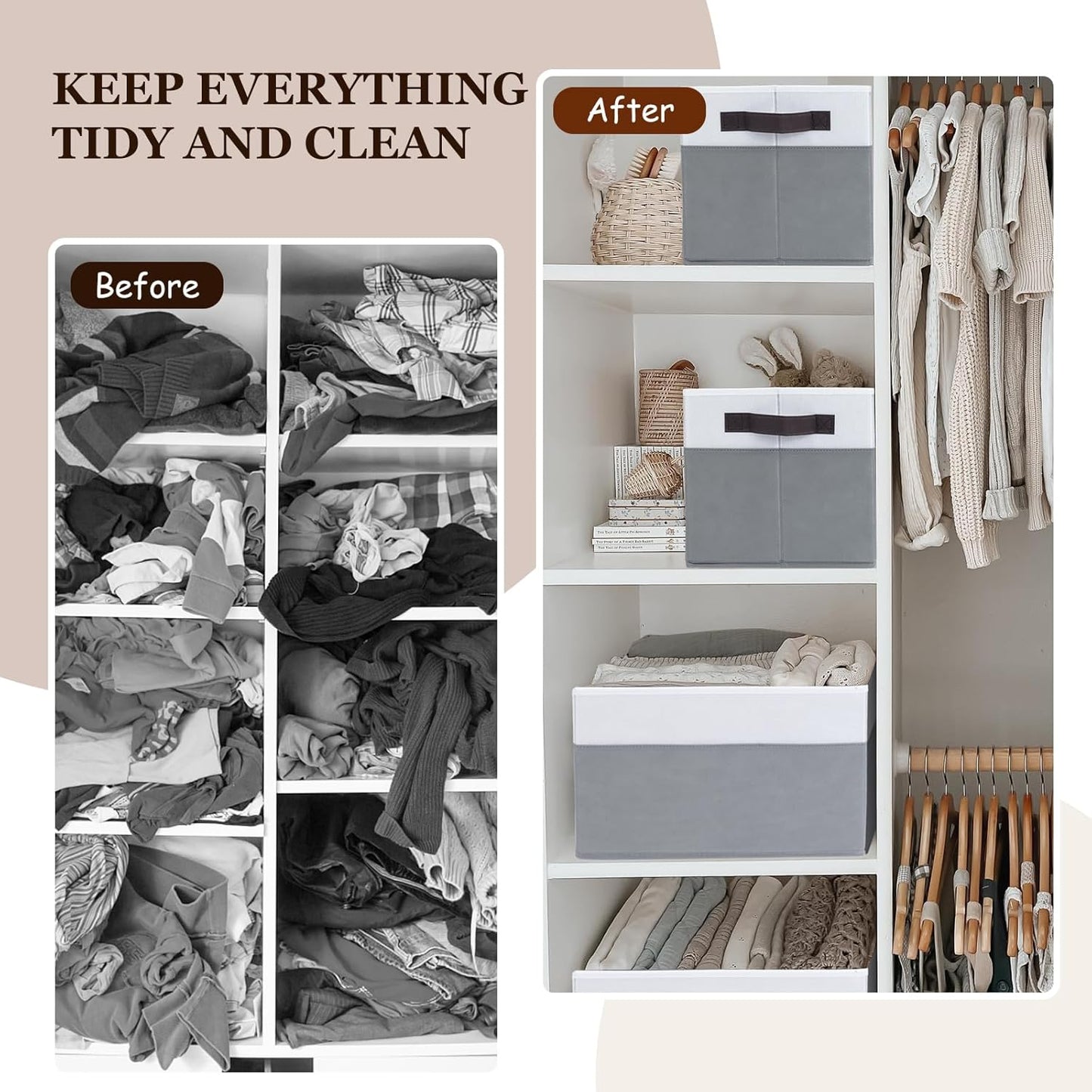 Criusia Large Storage Baskets 8 Pack Versatile Fabric Storage Bins for Closet Cabinet Wardrobe Nursery Pantry | Nursery Organizer Bins for Baby Diaper Toys Clothes | Housewarming Mothers Day Gift