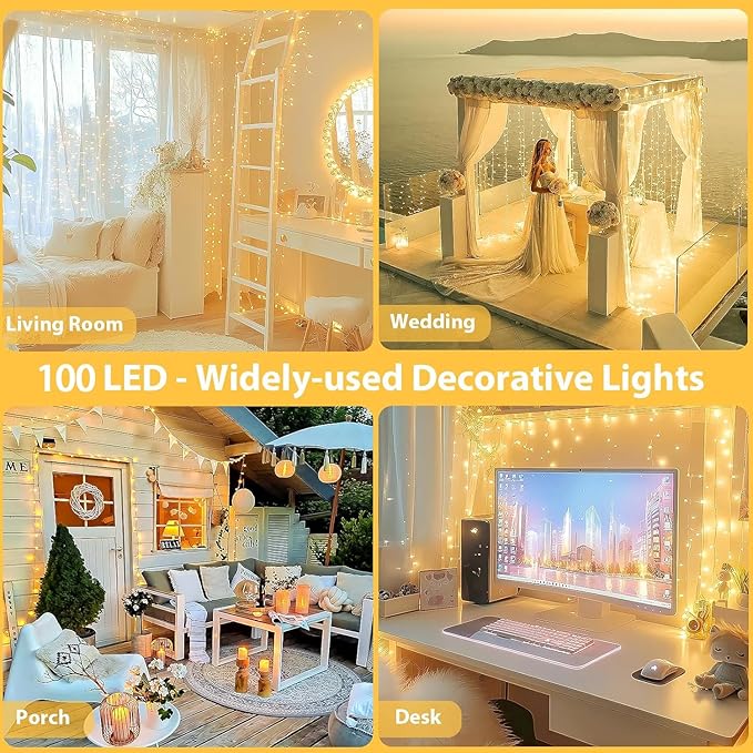 2 Pack 100 LED Connectable String Lights Indoor Outdoor, 33FT Clear Wire - Image 6