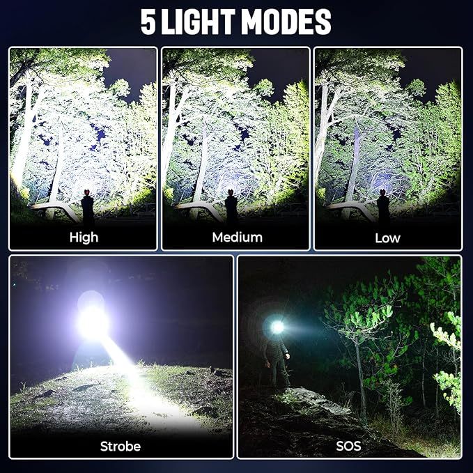 LED Rechargeable Headlamp 2 Pack, 000 Lumens Head Lamps Super Bright Long - Image 7
