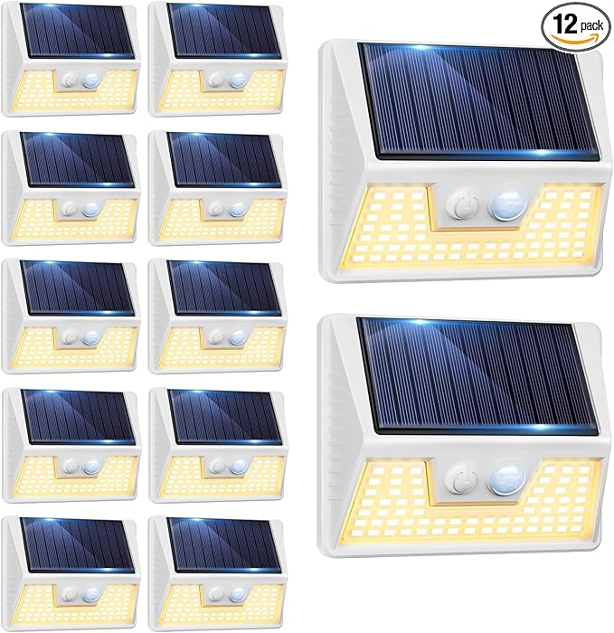 vighep 12Pack White Solar Lights Outdoor Motion Sensor, 3000K Warm Light/3 by Vighep