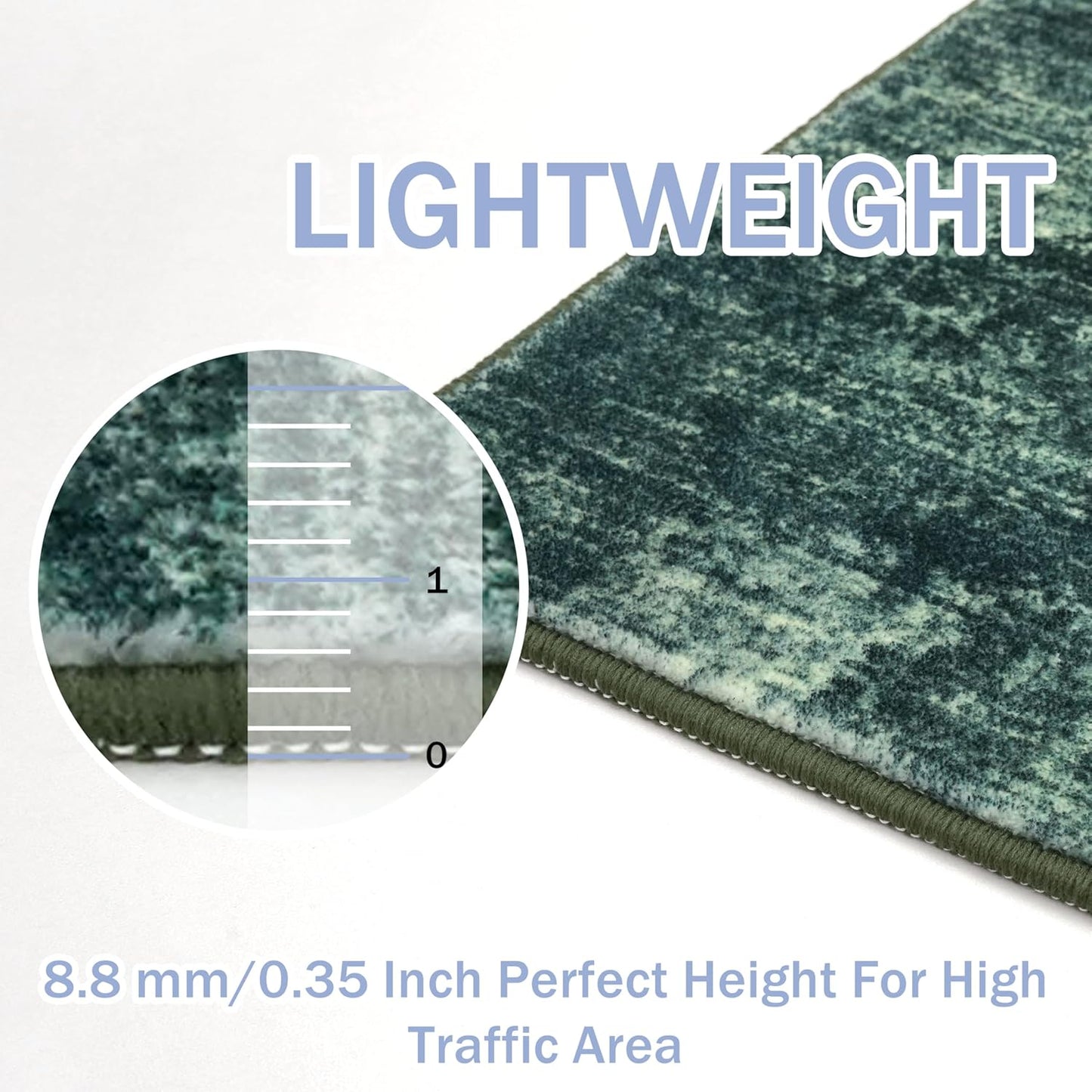 IOHOUZE Small Abstract Area Rug 2x3 Ft Entryway Rugs Washable Door Mat Indoor Entrance, Rubber Backed Throw Rugs, Printed Faux Wool Non Slip Floor Carpet for Foyer Front Door Sink, Dark Green