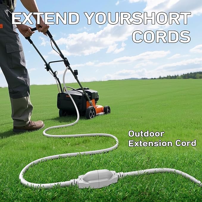 LUCKY TL Indoor Outdoor Extension Cord, 16/3 Gauge White Long Extension Cord - Image 7