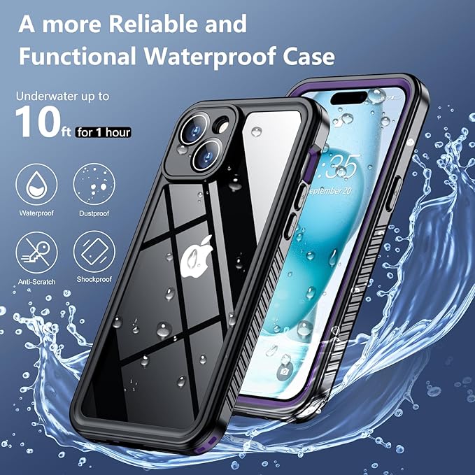 SPIDERCASE for iPhone 15 Case Waterproof, Built-in Lens & Screen Protector - Image 2