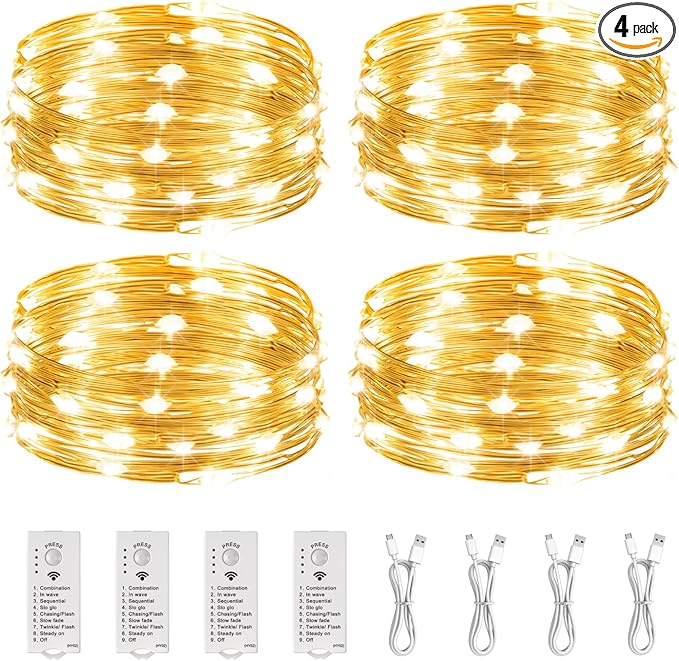 HXWEIYE Rechargeable Fairy Lights Battery Operated, DIY Timer & 8 Modes by LightUpYourHomewHXWEIYE