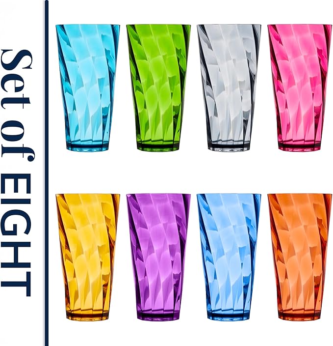 US Acrylic Optix Plastic Reusable Drinking Glasses 26oz Iced-Tea Cups in Jewel - Image 8