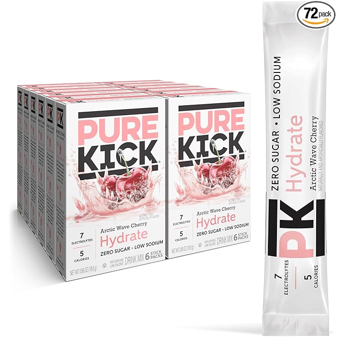 Pure Kick Hydration Singles To Go Drink Mix, Arctic Wave Cherry, Includes 12 by PureKick