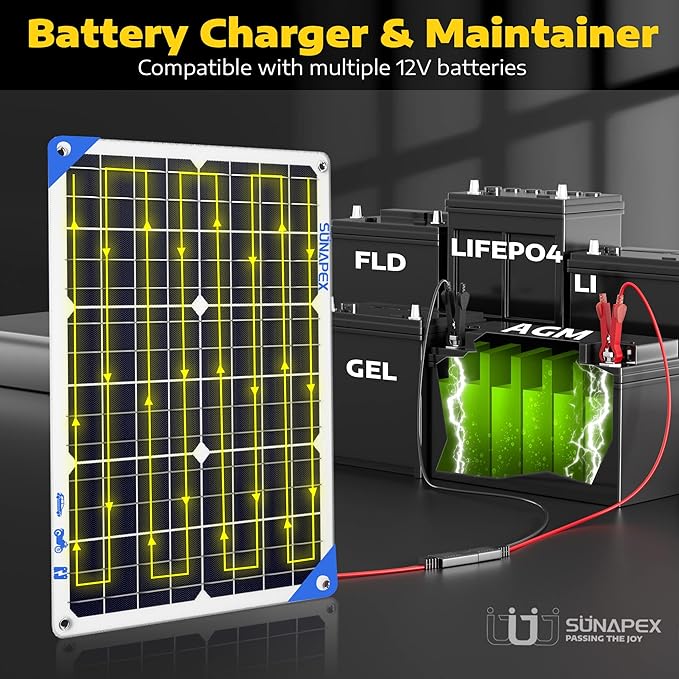 SUNAPEX 12V 30 Watt Solar Trickle Charger Maintainer - Image 5