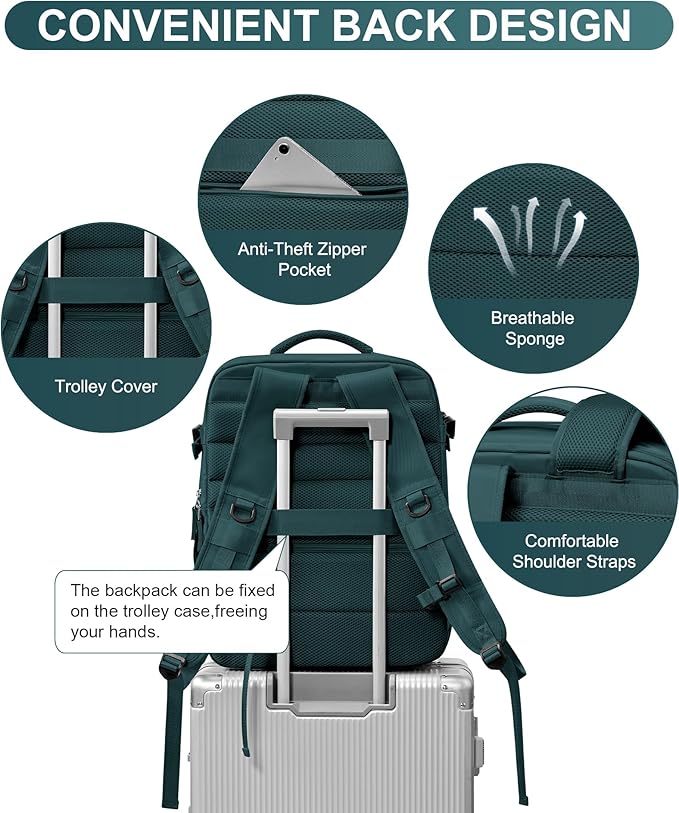 WONHOX Large Travel Backpack Carry on Flight Approved Laptop Work Business - Image 5