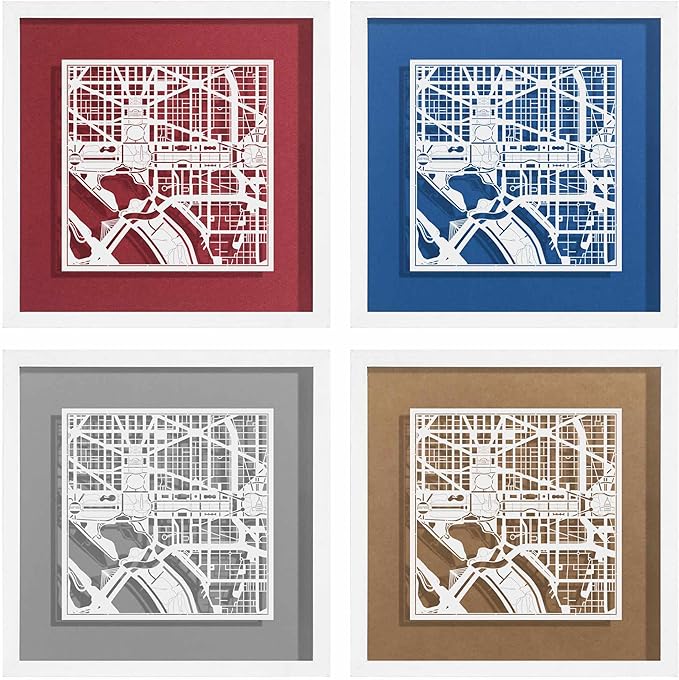 O3 Design Studio Washington D.C. Cut Map Framed, 9x9 inches, Paper Cutting Art - Image 3