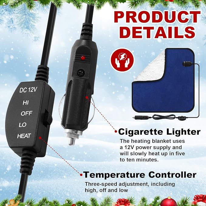 Tuanse 16 x 16 Inches Car Electric Blanket 12 Volt Heated Car Blanket - Image 4