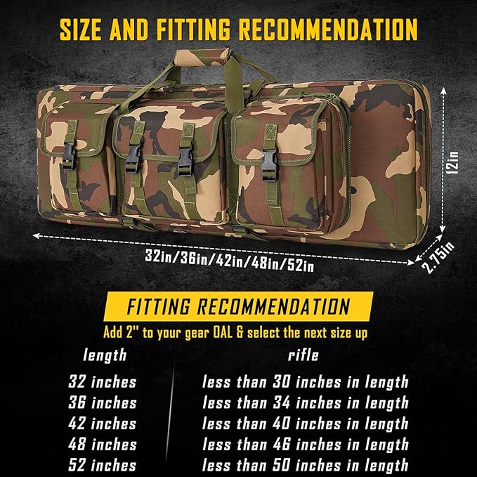 DULCE DOM 32/36/42/48/52 inch Double Rifle Case Soft Gun Bag - Image 7