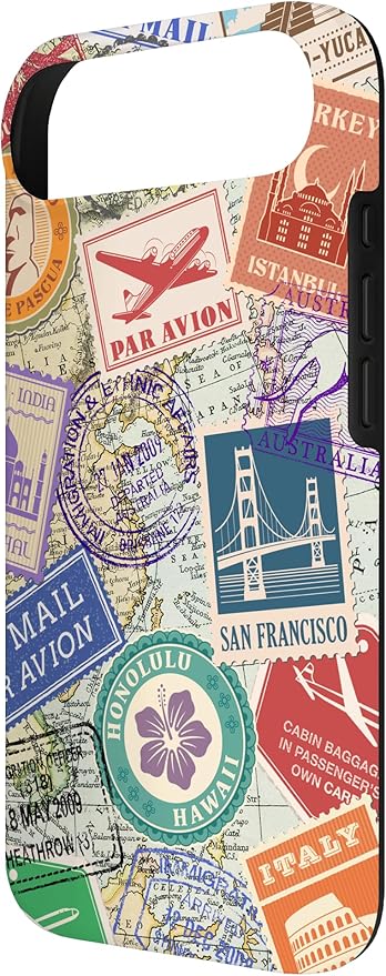 World Map Travel Passport Stamps Postage Stamp Case - Image 3