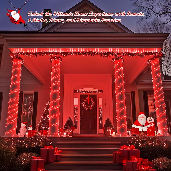 JMEXSUSS 400 LED Red Christmas Lights Indoor Outdoor, 132ft String Lights Plug - Image 3