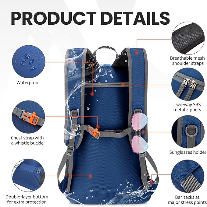 Venture Pal 40L Lightweight Packable Travel Hiking Backpack Daypack - Image 4