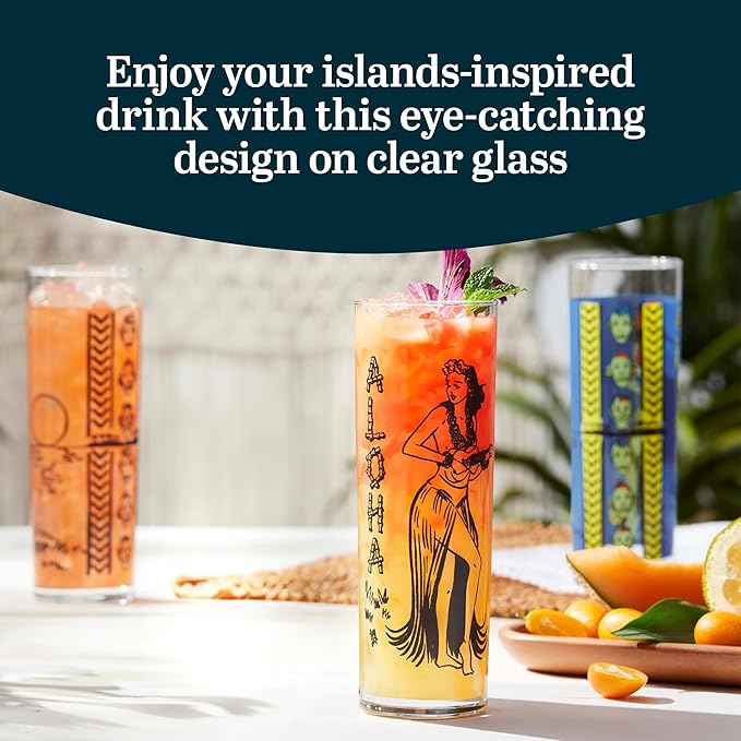 Libbey Zombie Clear Glass Tumbler Set, Vintage-Style Tiki Drinking Glasses Set - Image 3
