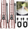 WdtPro LED Rechargeable Flashlight 2 Pack, Super Bright Zoomable 6000 Lumens by WdtPro