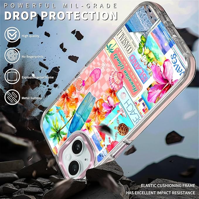 Case for iPhone 15, Coastal Beach Cover Coquette Collage Phone Case Design，for - Image 5