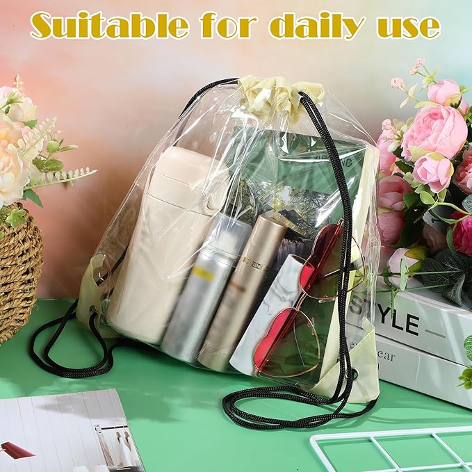 Shappy 30 Pcs Clear Drawstring Backpack, Plastic Waterproof Transparent Stadium - Image 4
