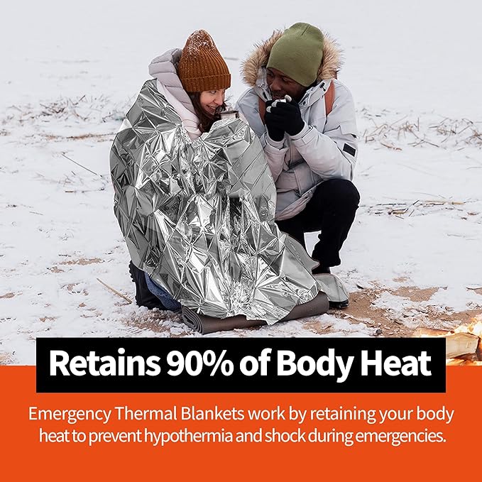 Emergency Thermal Blankets, 4 Pack, Space Mylar Blanket Survival kit - Image 4