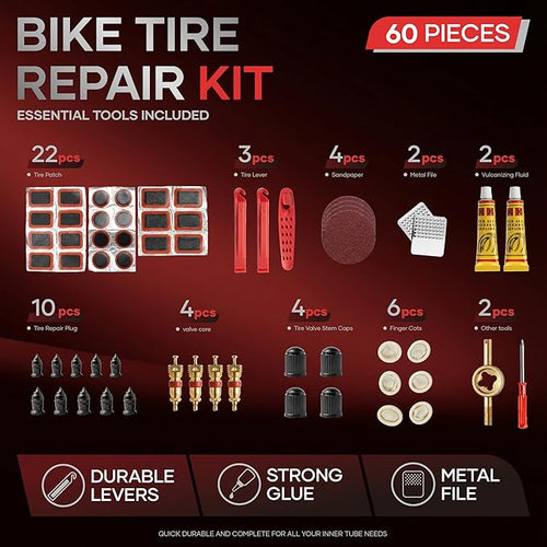 60Pics Bike Tire Repair Kit, Bicycle Inner Tube Patch Kit - Image 2