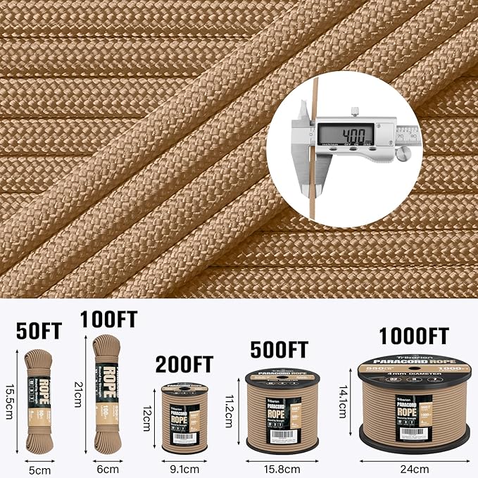 Paracord Rope 550 lb - 500ft 5/32" Parachute Cord 4MM 7-Strand para Cord - - Image 5