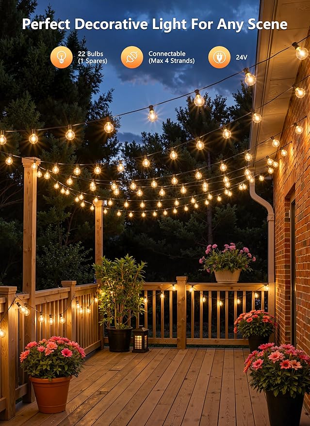Brightown Outdoor String Lights, 74FT Shatterproof LED Patio Lights - Image 8