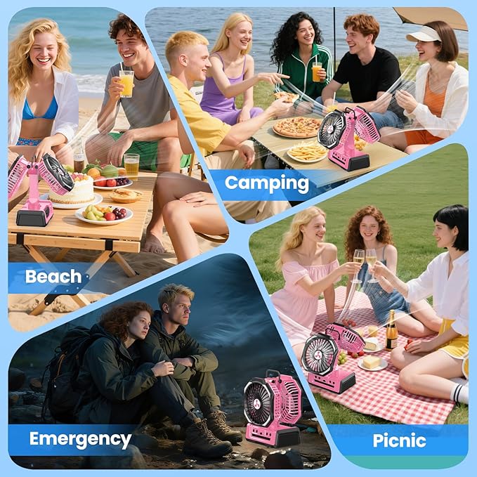 Dual Head Portable Rechargeable Fan 20000mAh Battery Powered Camping Fan - Image 7
