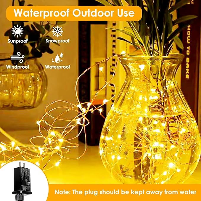 33Ft 100LED Fairy Lights Plug in, Waterproof String Lights Outdoor & Indoor 8 - Image 2
